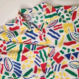 Vintage Donnkenny Geometric Colorful Button Up Shirt Womens Size Large